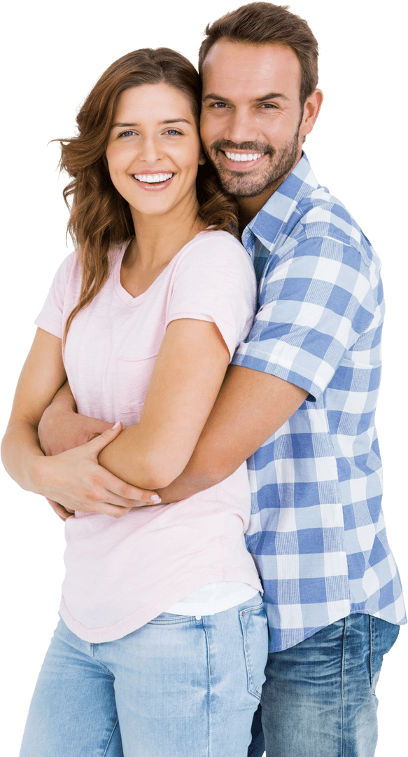 Smiling Couple Embracing Transparent Background