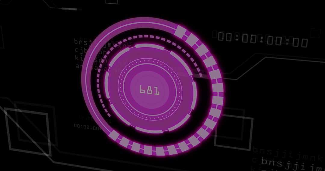 Futuristic Digital Clock with Glowing Purple Elements