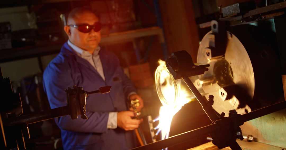 Industrial Technician Using Flame for Metal Fabrication in Workshop - Free Images, Stock Photos and Pictures on Pikwizard.com