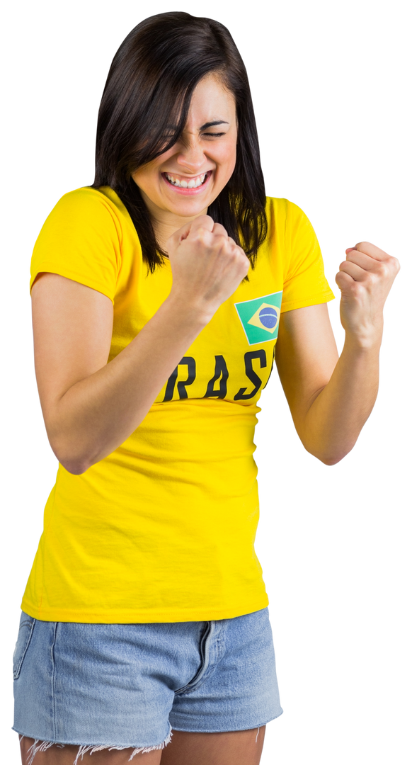 Excited Transparent Brazilian Football Fan Celebrating Victory - Download Free Stock Images Pikwizard.com