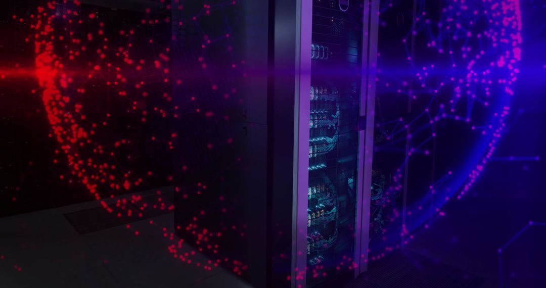 Digital Interface with Server Room and Virtual Globe Concept