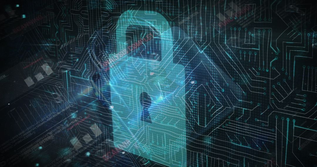 Digital Security Lock with Circuit Board Background