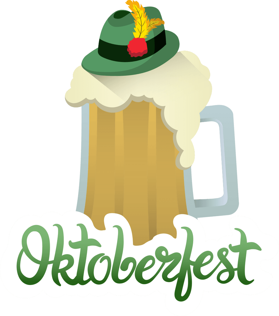 Oktoberfest Celebration Beer with Bavarian Hat Transparent Vector