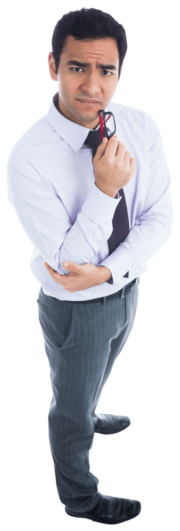 Transparent Background Businessman Considering Options