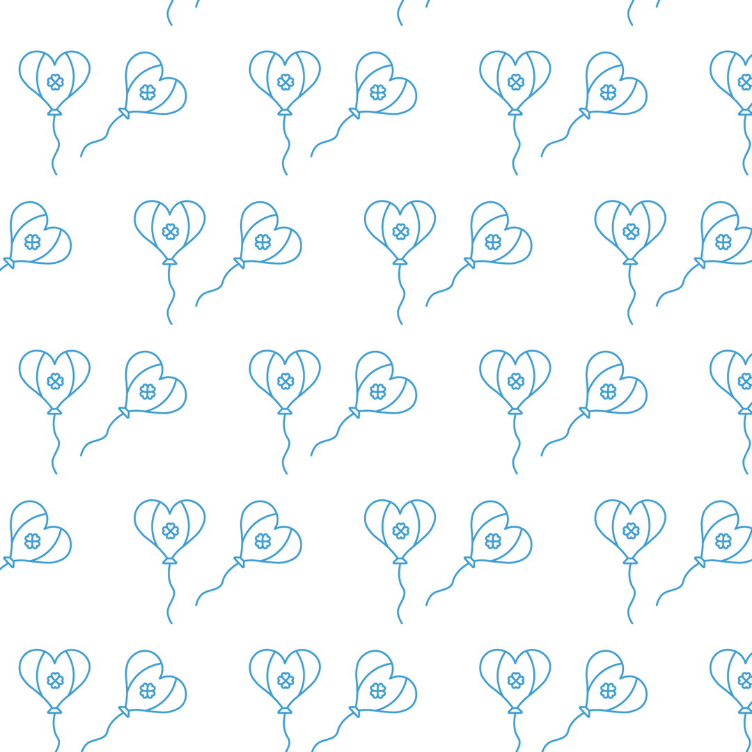 Seamless Heart Balloon Pattern on Transparent Background