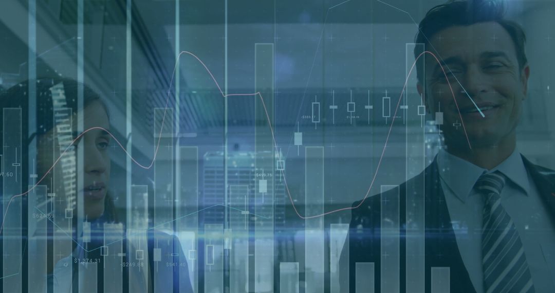 Professionals Analyzing Financial Graphs and Charts in Modern Office