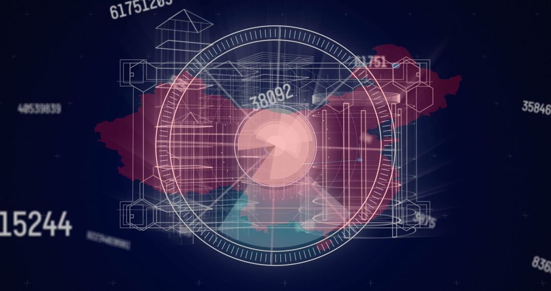 Futuristic Digital Interface Featuring Data and Analytics Overlay