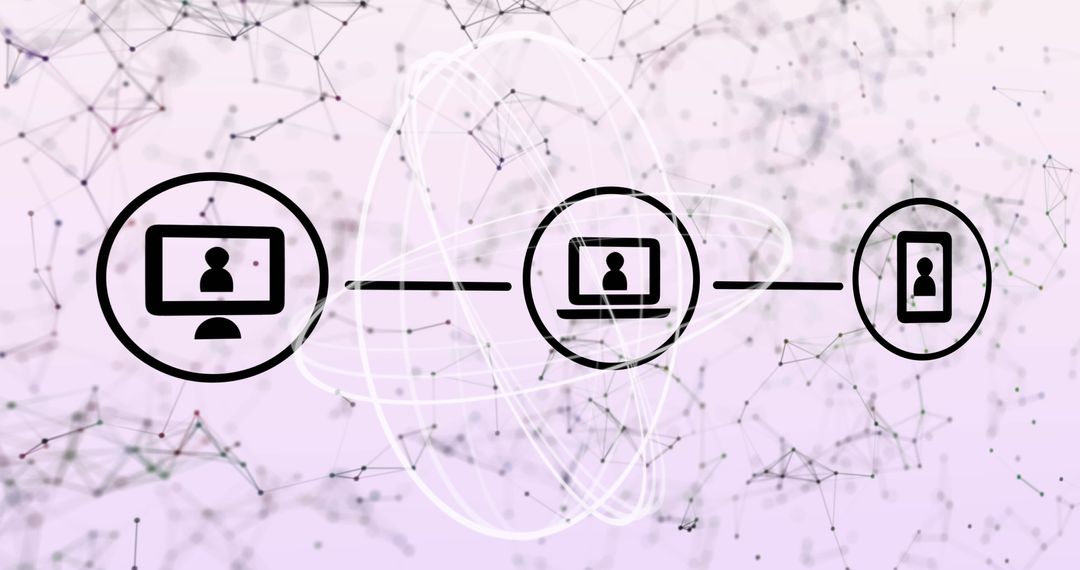Global Digital Communication Network with Connected Icons