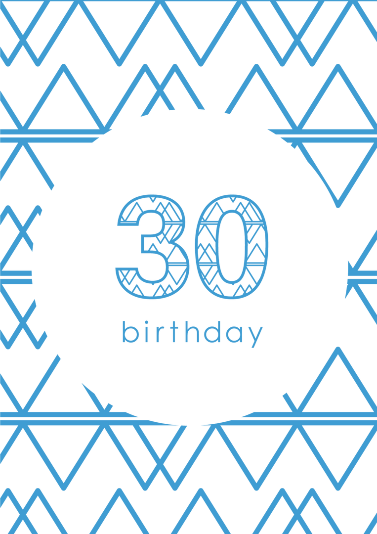 Blue Patterned 30th Birthday Card Design on Transparent Background - Download Free Stock Images Pikwizard.com