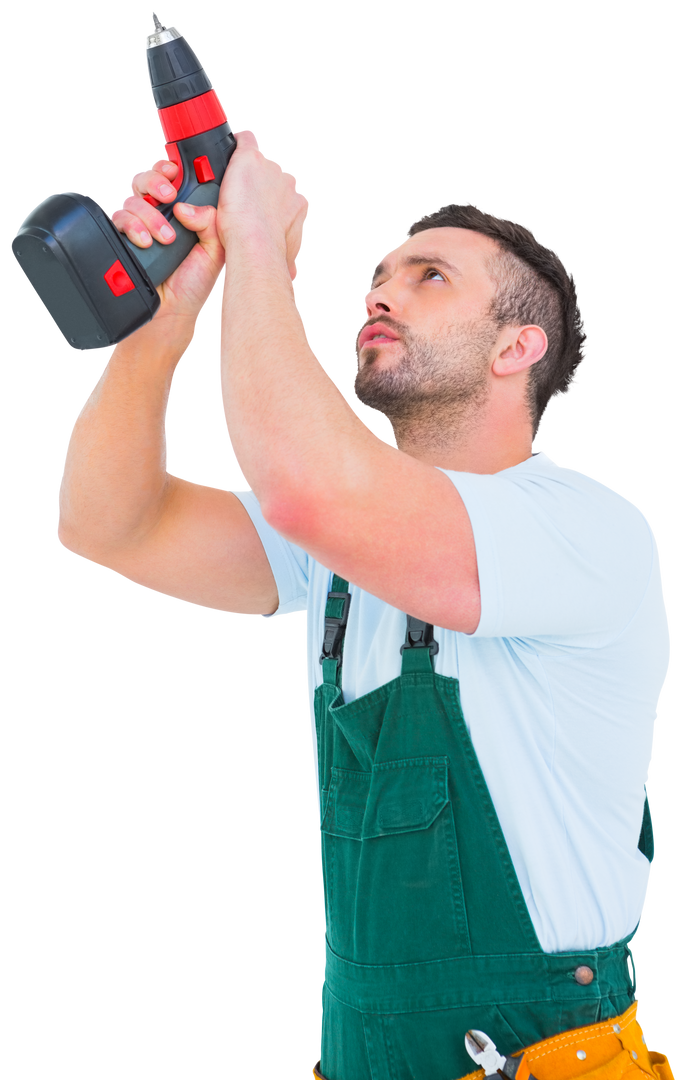 Transparent Handyman using Power Drill Focused Construction Work - Download Free Stock Images Pikwizard.com