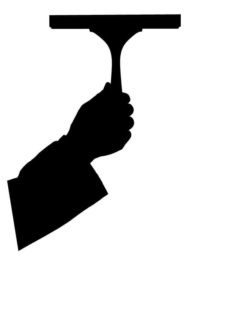 Silhouette of Hand Holding Window Squeegee on Transparent Background