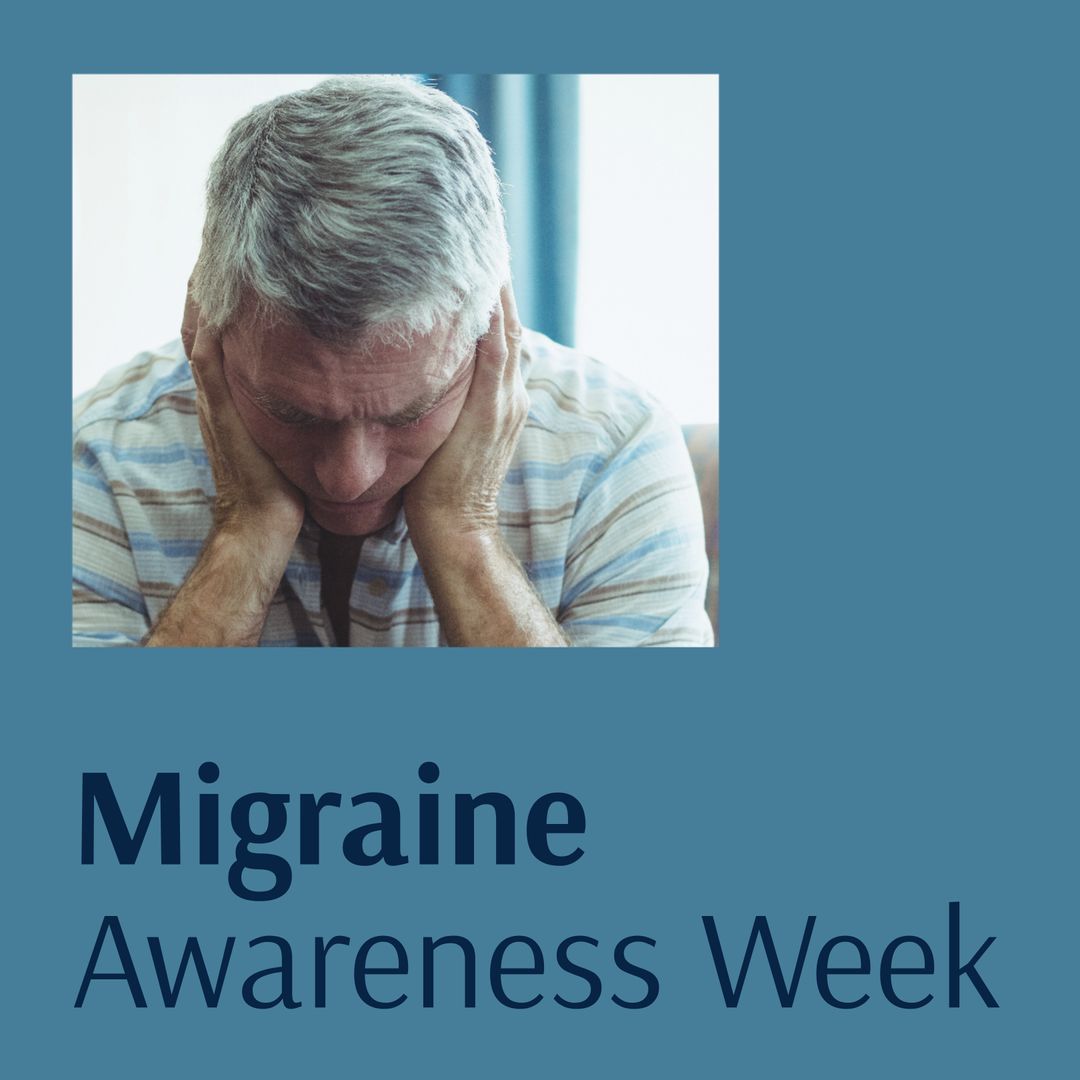 Migraine Awareness Week with Senior Man Holding Head in Pain - Download Free Stock Templates Pikwizard.com