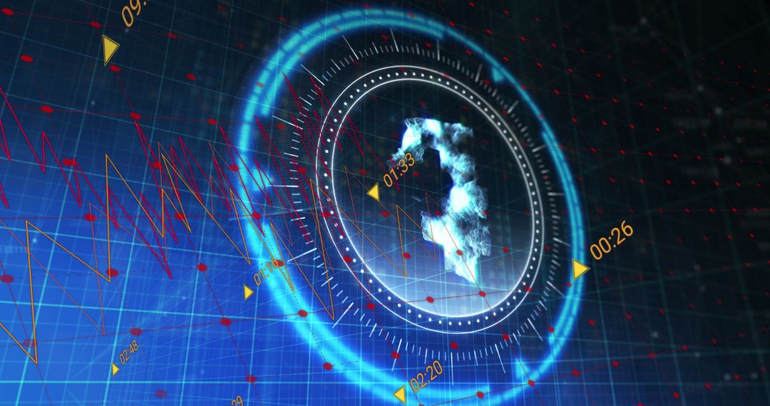 Russian Ruble Symbol Glowing on Digital Security Interface