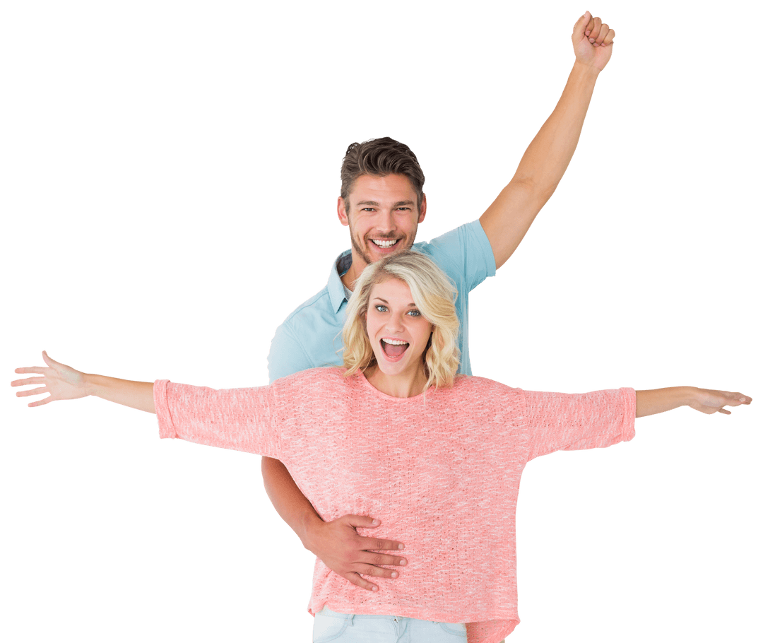 Transparent Cheerful Couple Celebrating a Joyful Moment