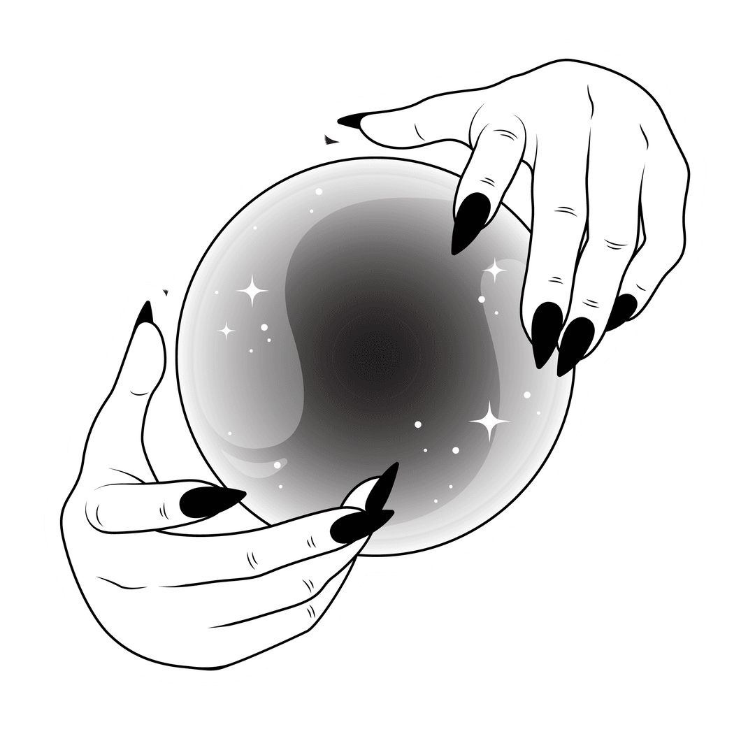 Elegant Hands Holding Transparent Crystal Ball Art