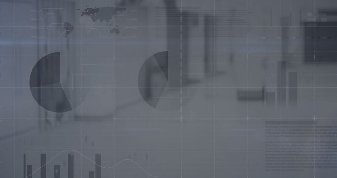 Abstract Financial Data Overlay in Modern Office