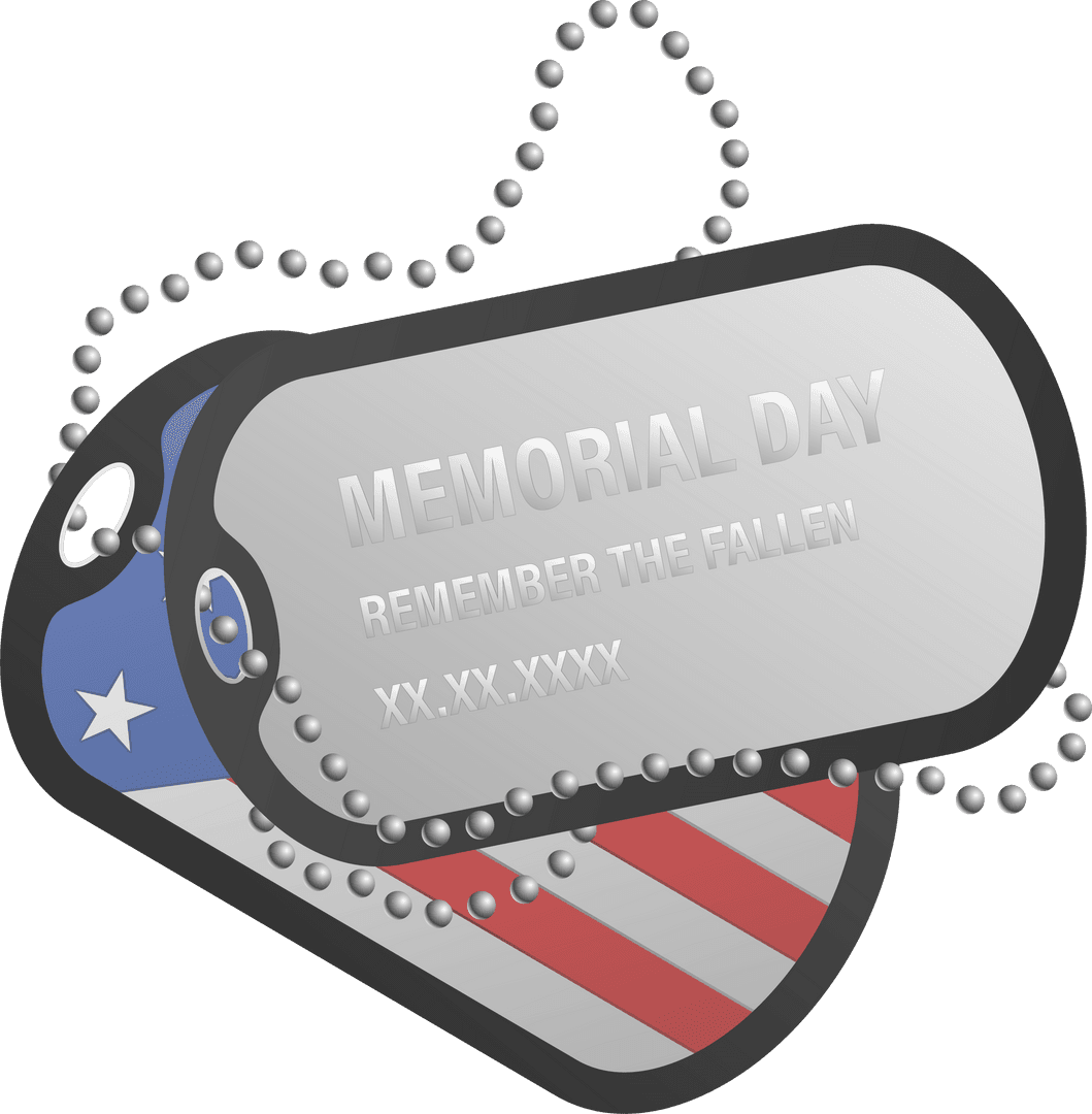 Transparent Memorial Day Dog Tags with Flag and Tribute