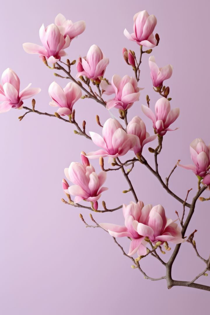 Pink magnolia flowers on pink background, created using generative ai technology - Free Images, Stock Photos and Pictures on Pikwizard.com