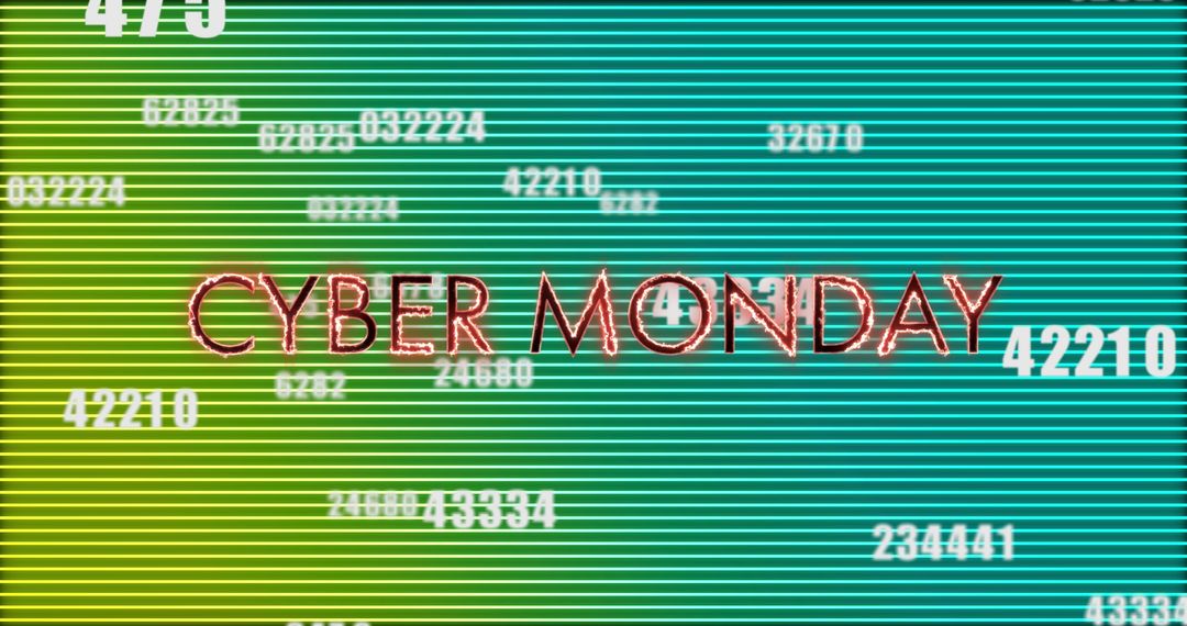 Glowing Cyber Monday Text in Retro Green Neon with Shifting Numbers