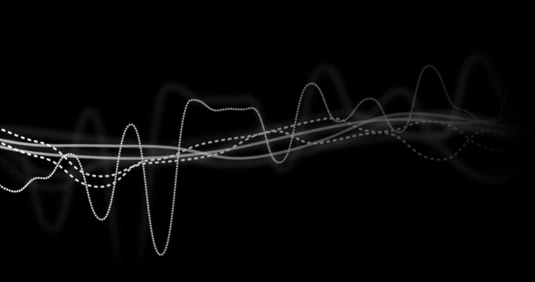 Dynamic Monochrome Waveform Pulses on Black Canvas