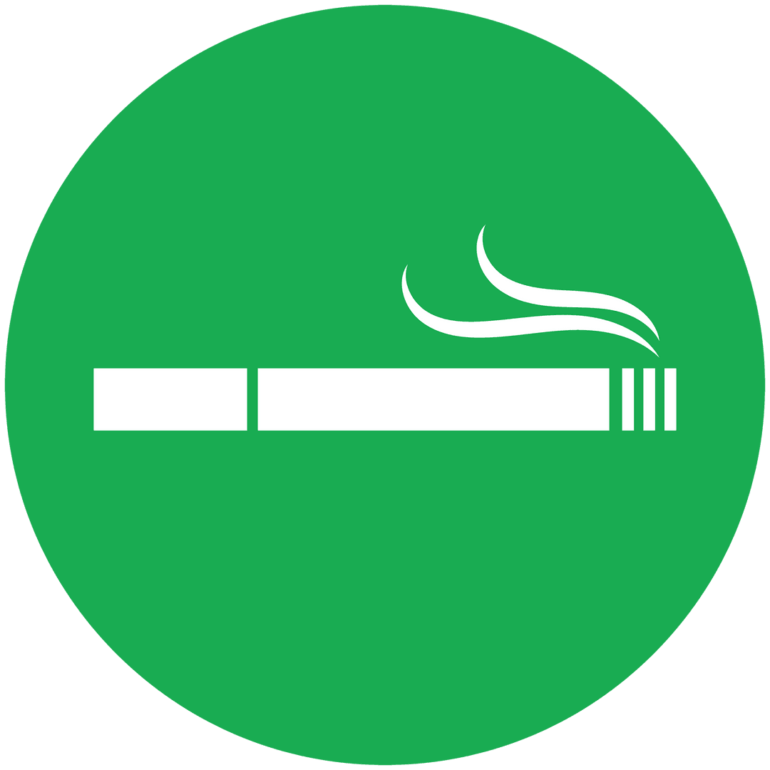Smoking Cigarette Symbol in Green Circle with Transparent Background