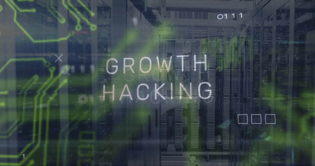 Growth Hacking Concept in Modern Data Center with Circuit Overlay