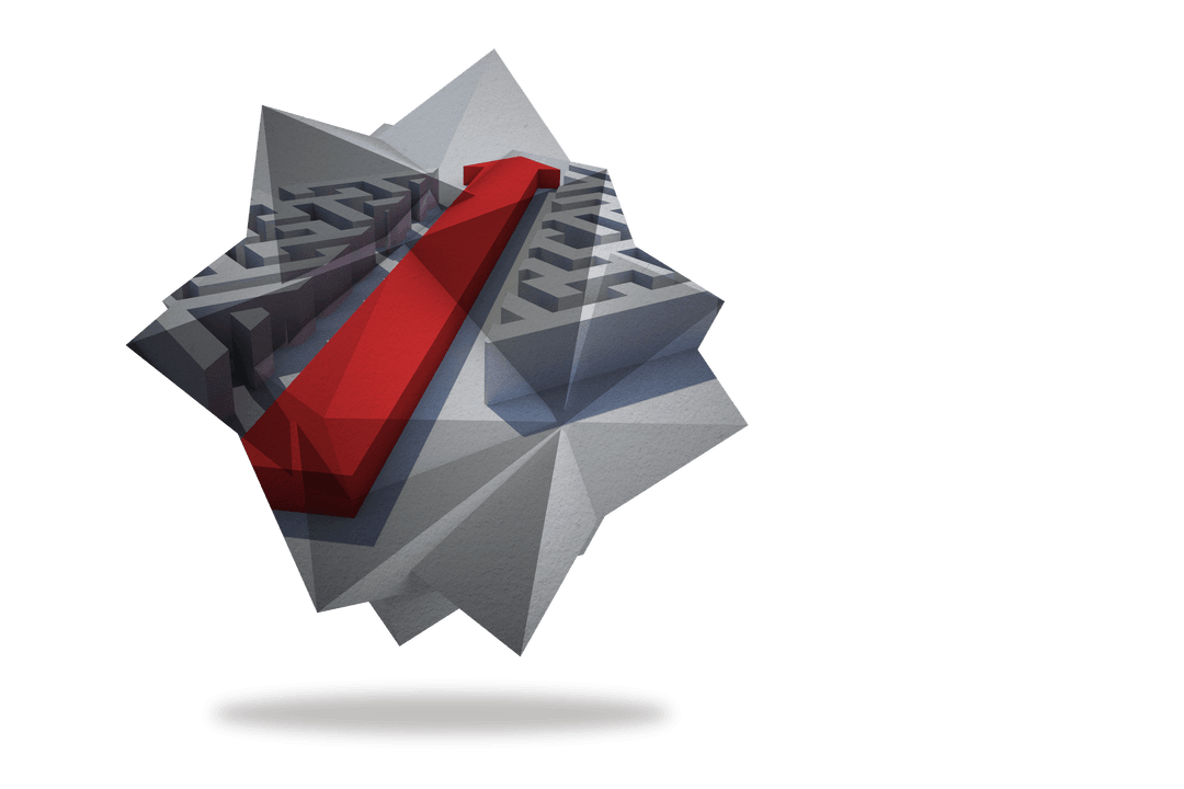 Arrows Navigating Urban Maze on Transparent Structure