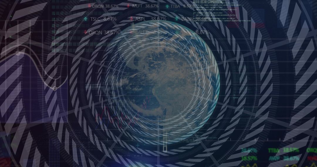 Futuristic Global Data Visualization with Earth and Digital Interface