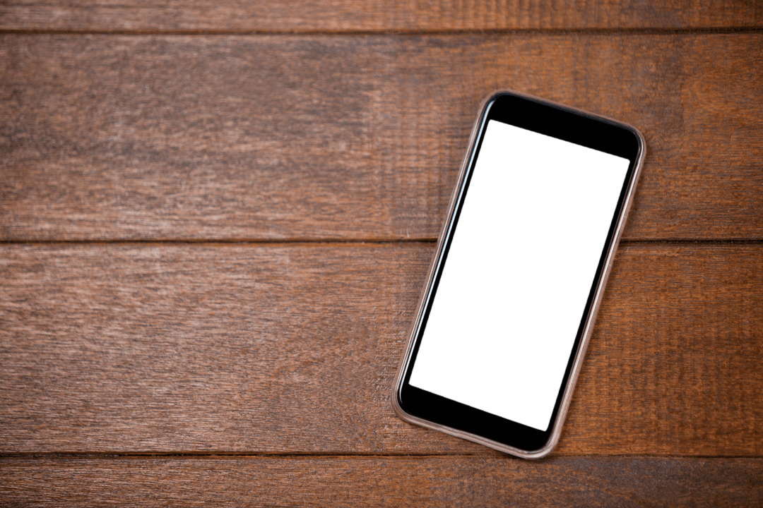 Transparent Smartphone Display on Wooden Office Desk