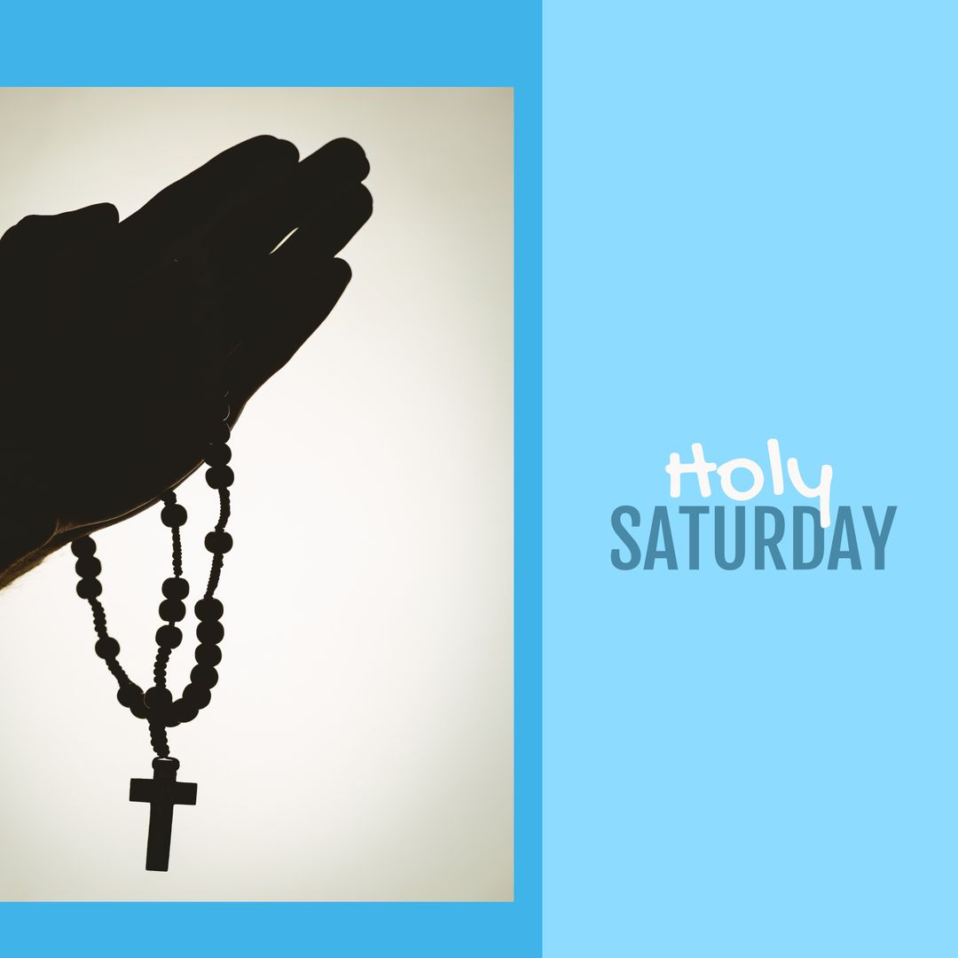 Hands Praying with Rosary on Holy Saturday