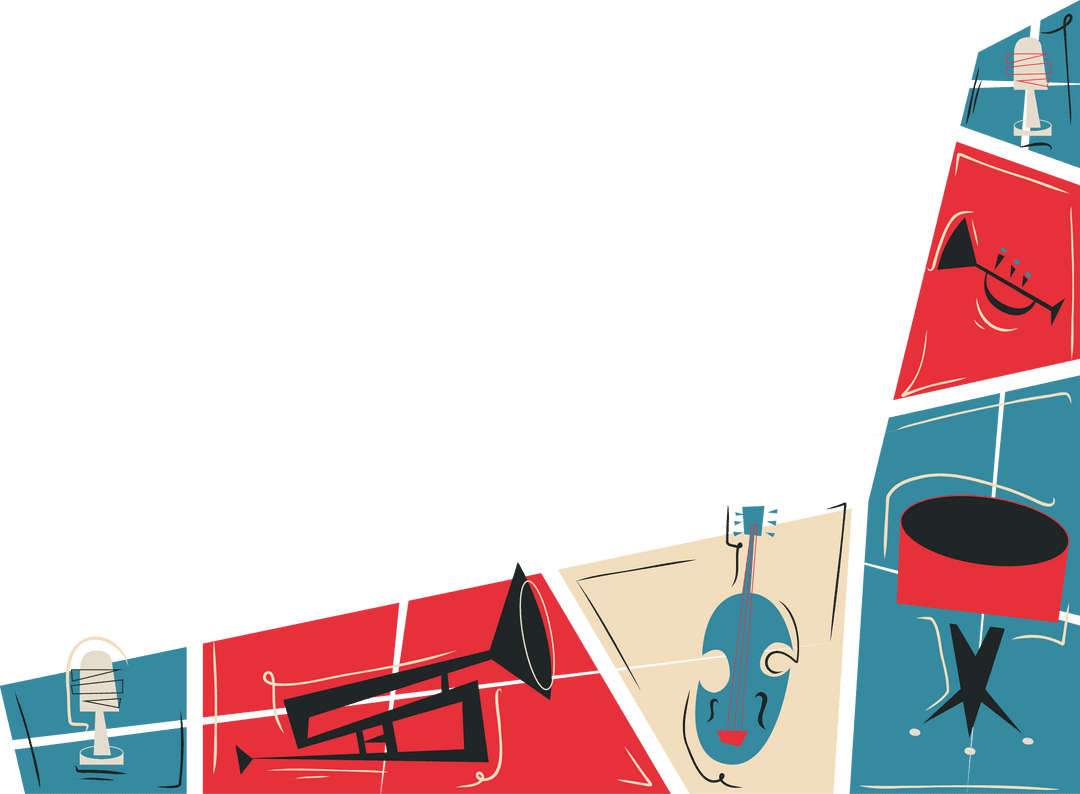 Music Symbols on Transparent Geometric Background Design