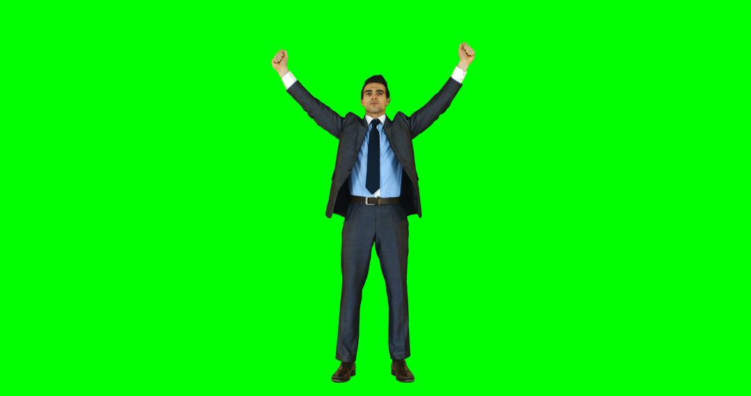 Businessman Celebrating Success on Green Screen Background - Free Images, Stock Photos and Pictures on Pikwizard.com