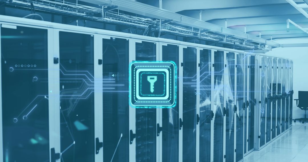 Digital Security in Modern Data Center with Circuit Board Overlay