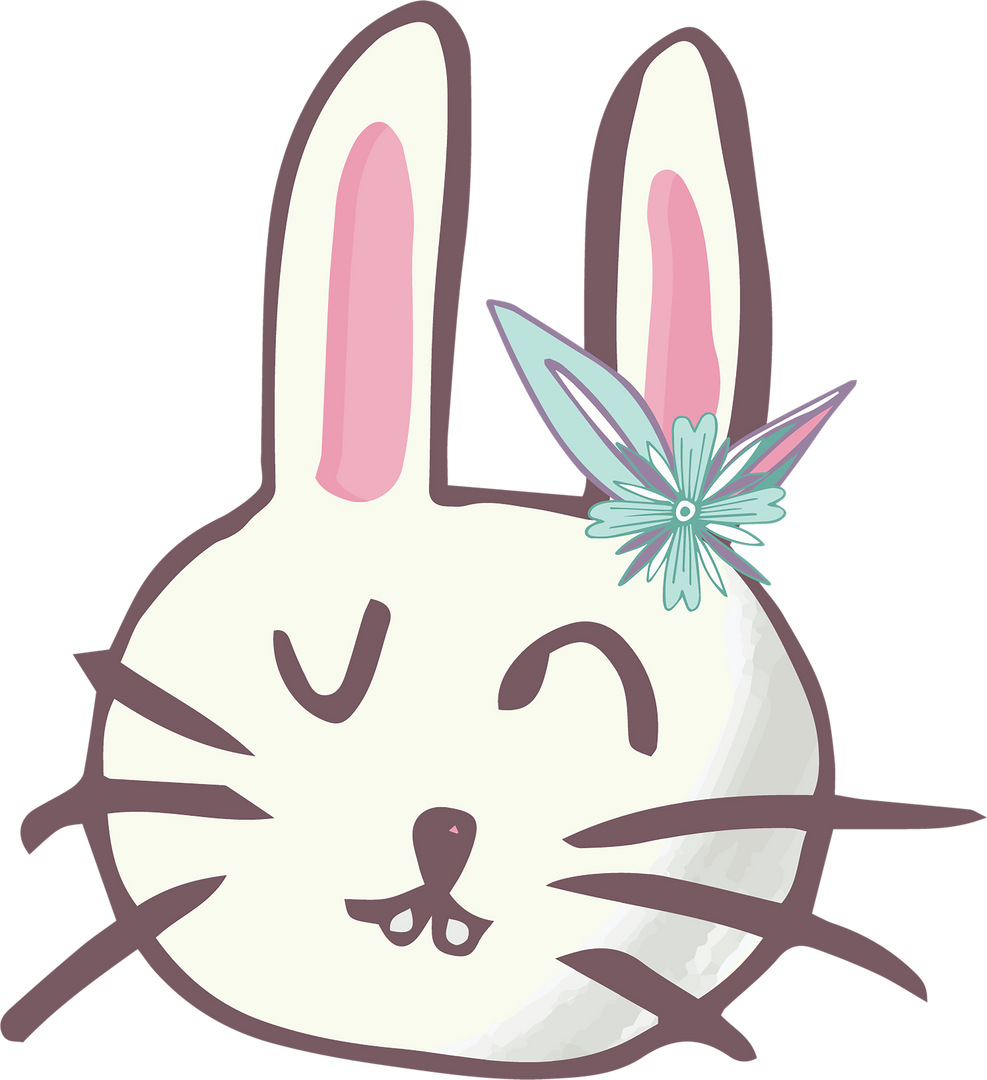 Adorable Winking Rabbit Face: PNG Transparent Illustration with Flower - Download Free Stock Images Pikwizard.com