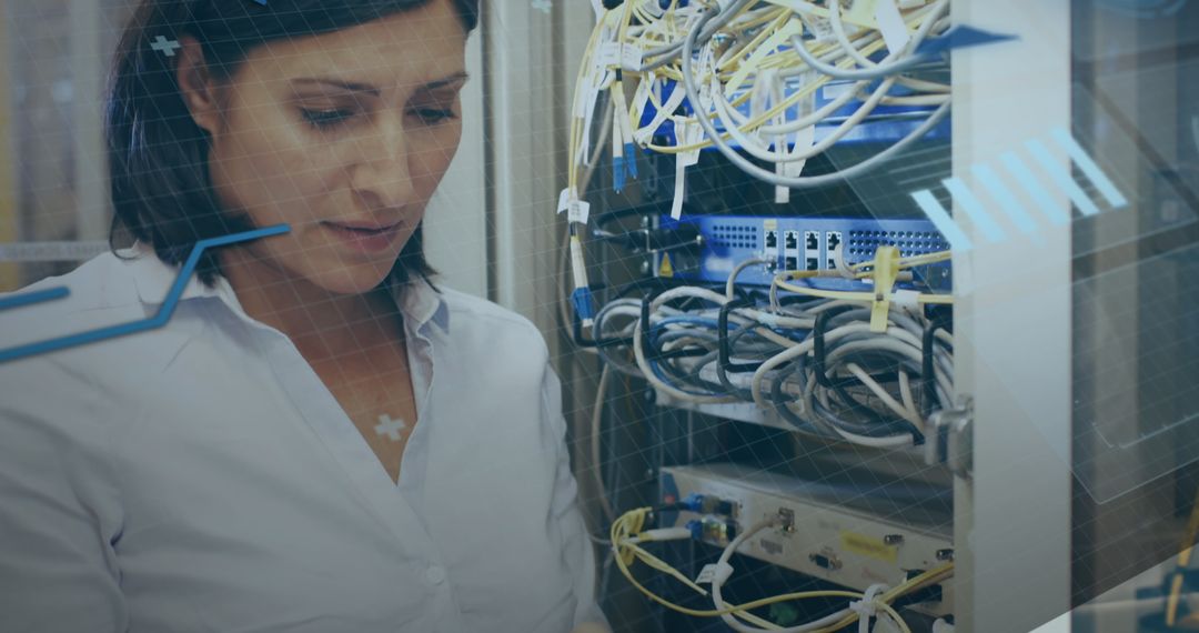 Female IT Professional Managing Network Cables
