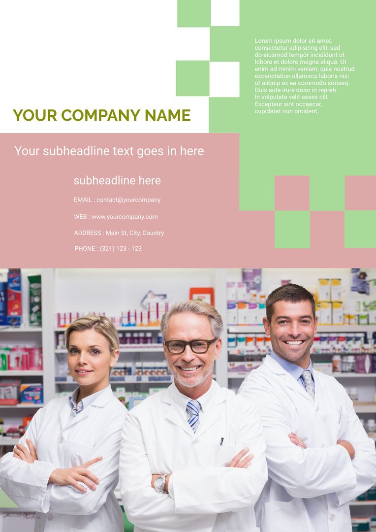 Smiling Pharmacy Team Ready to Assist Customers in Modern Pharmacy - Download Free Stock Templates Pikwizard.com