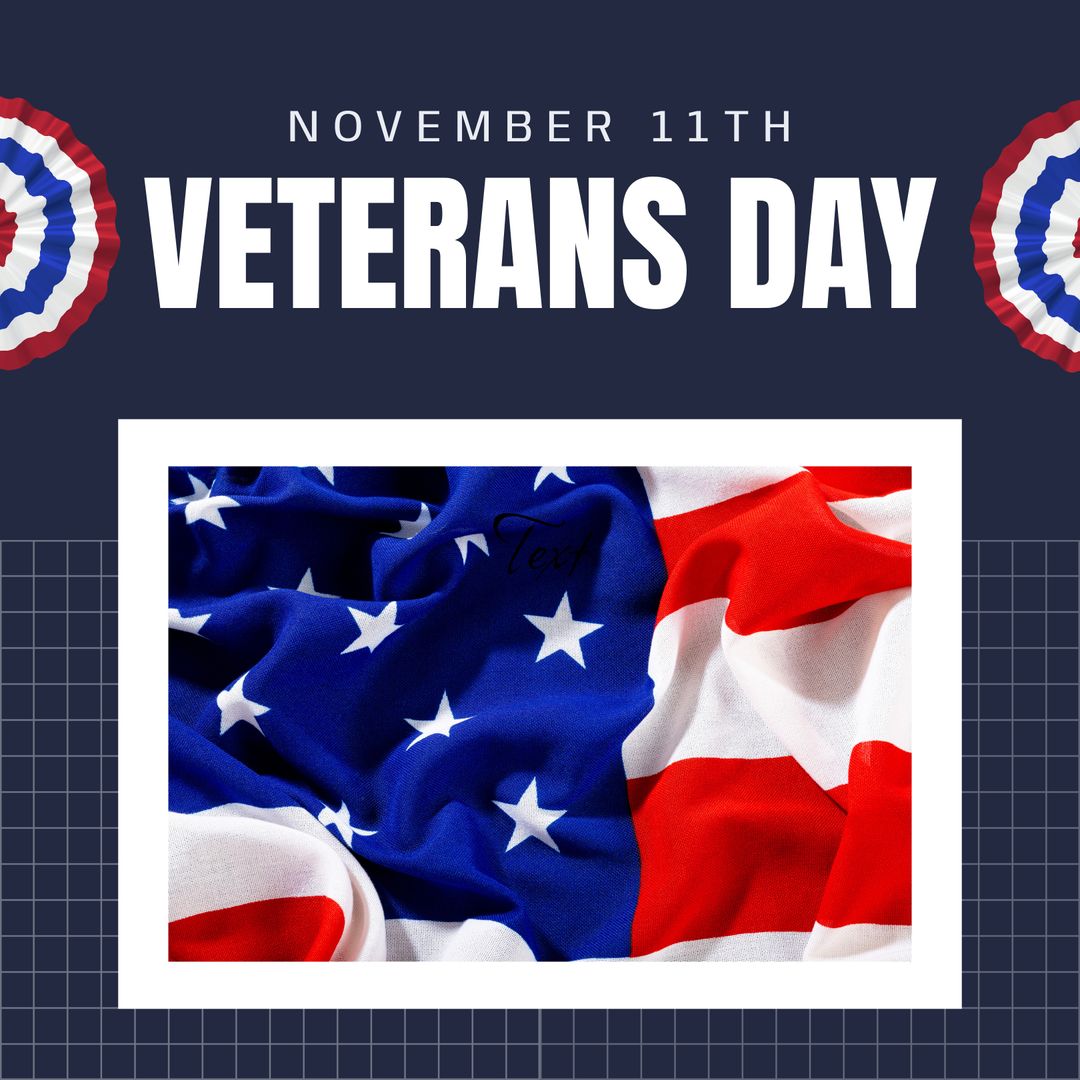 Veterans Day Celebration Poster with American Flag and Blue Background - Download Free Stock Templates Pikwizard.com