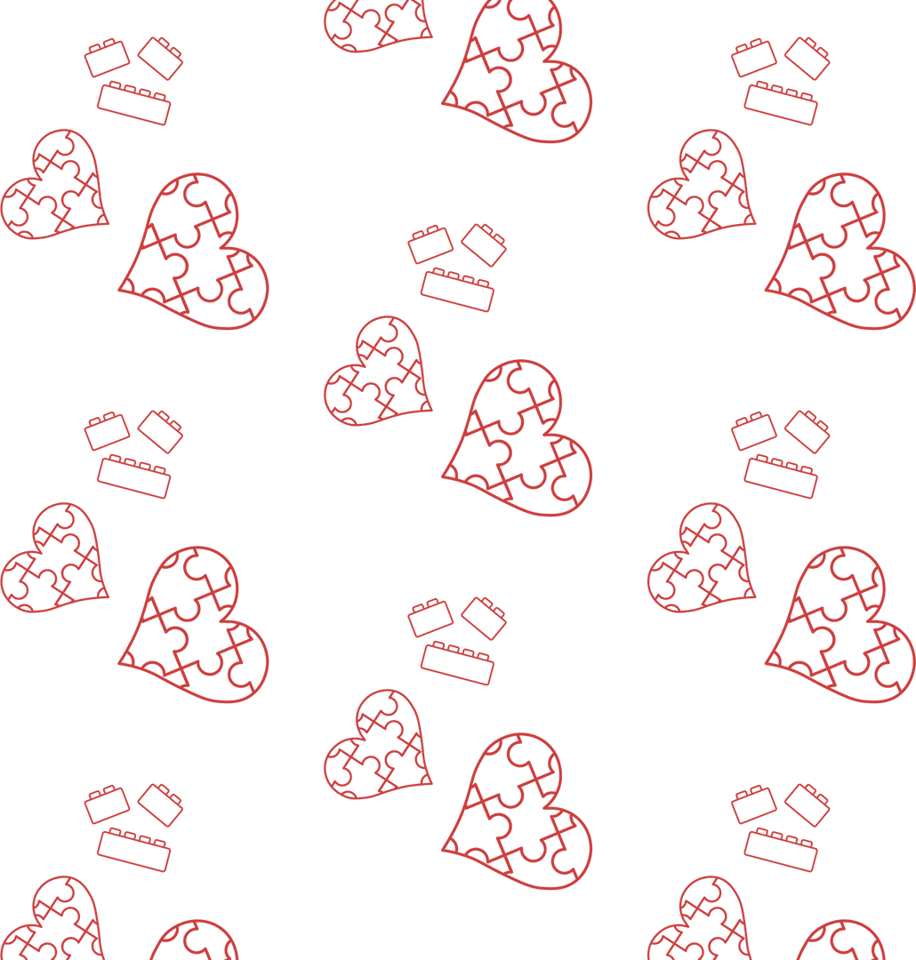 Transparent Background with Red Puzzle Hearts and Blocks