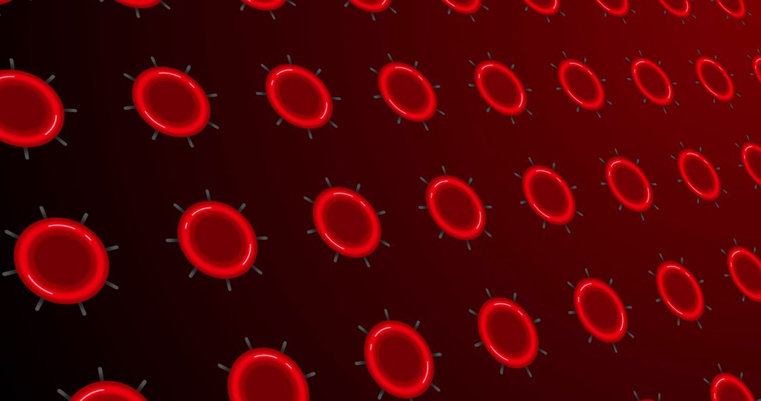 Rotating Red Cells on Dark Background Abstract Concept