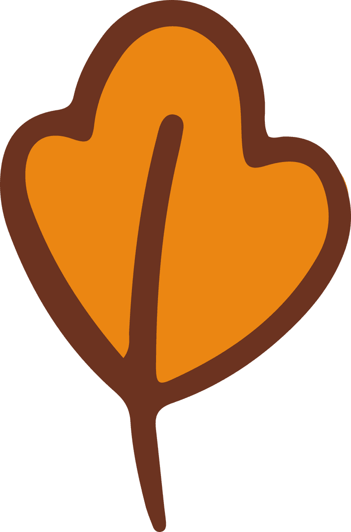 Stylized Orange Leaf Icon with Transparent Background