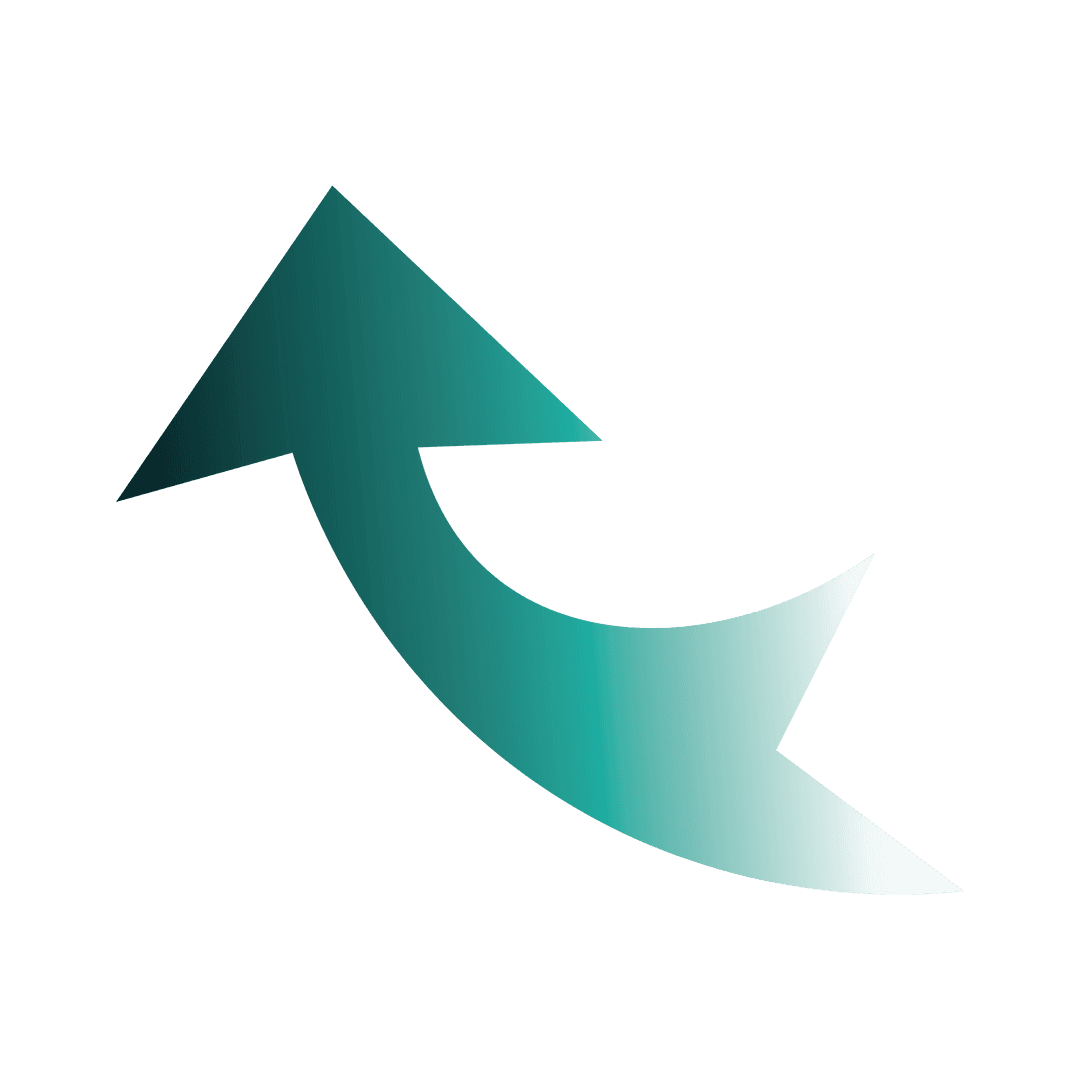 Transparent Curved Upward Arrow Design with Gradient Hue