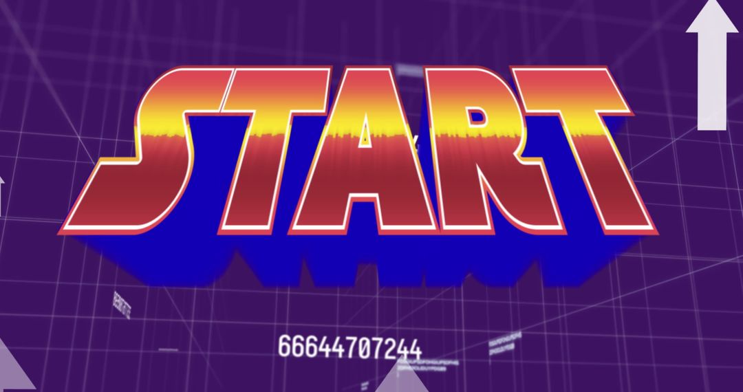 Retro Gaming Start Screen with Bold 3D Text