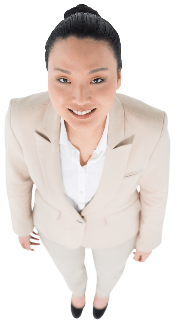 Confident Smiling Asian Businesswoman on Transparent Background