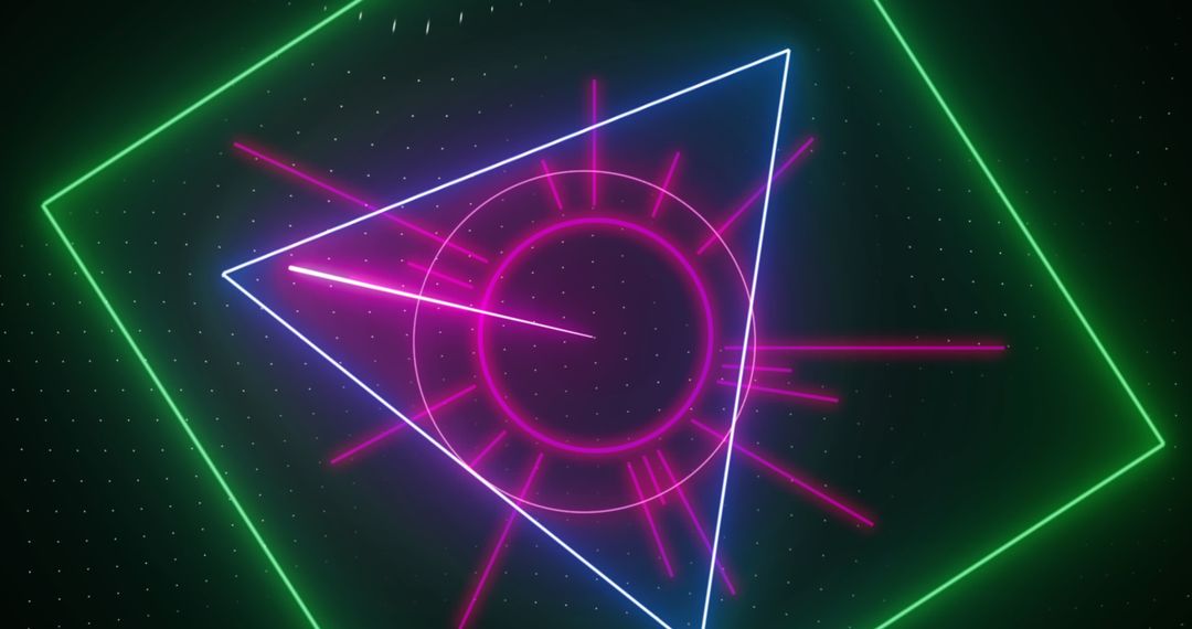 Futuristic Neon Shapes and Pulsating Patterns on Dark