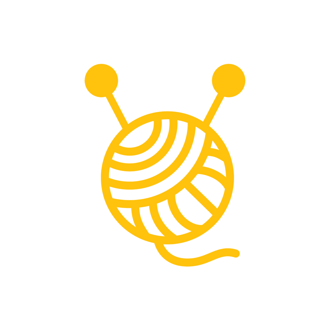 Knitting Design with Yellow Wool and Needles on Transparent Background