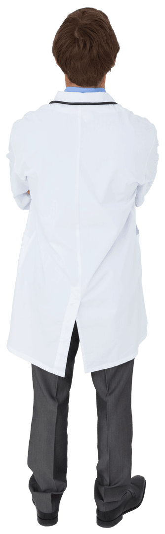 Back View of Male Doctor on Transparent Background