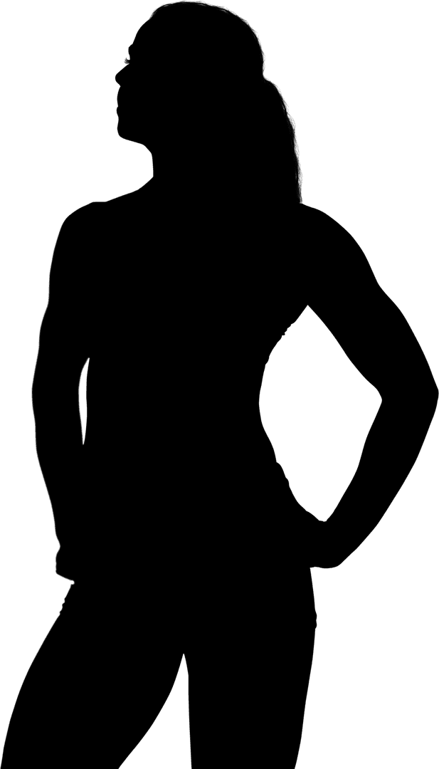 Transparent Silhouette of a Woman Exercising with Athletic Stance