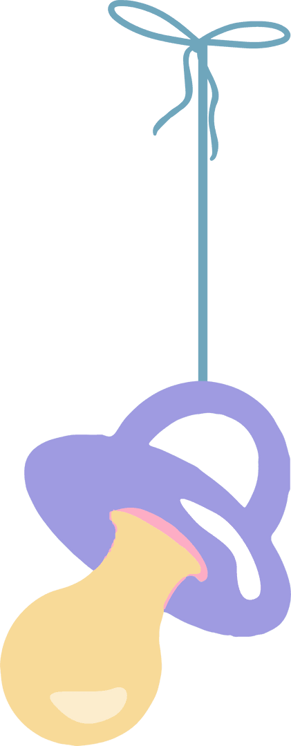 Pastel Baby Pacifier Hanging with Ribbon on Transparent Background