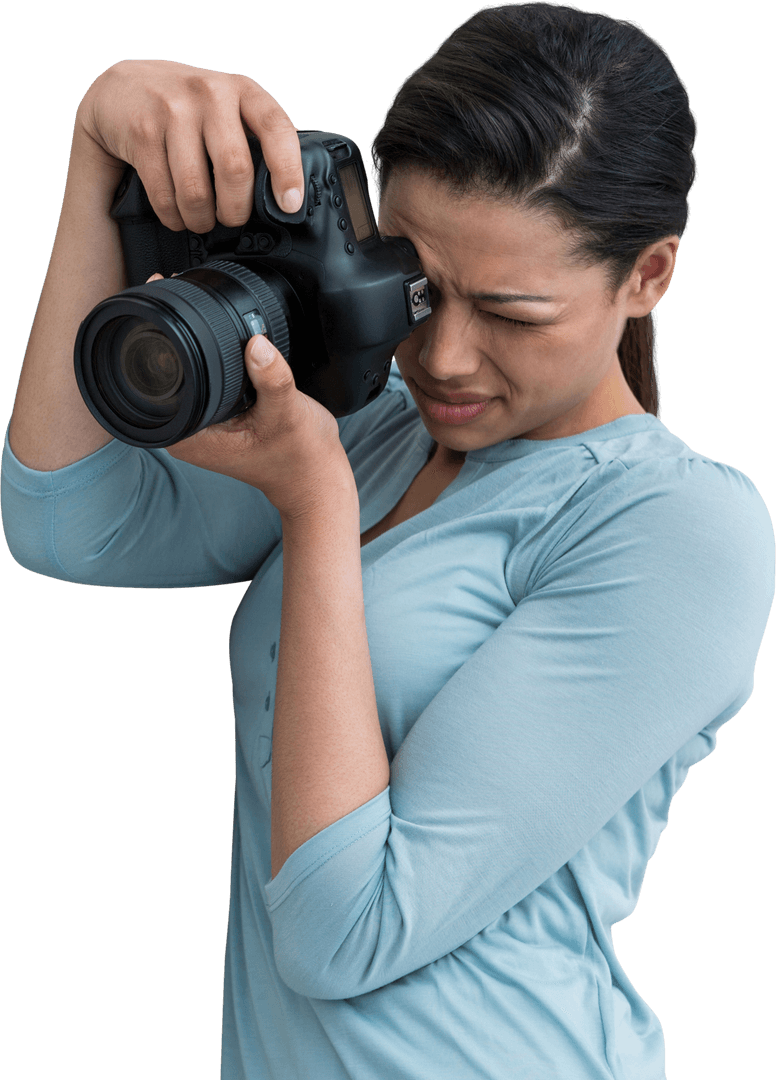 Female Photographer Using Digital Camera Transparent Background