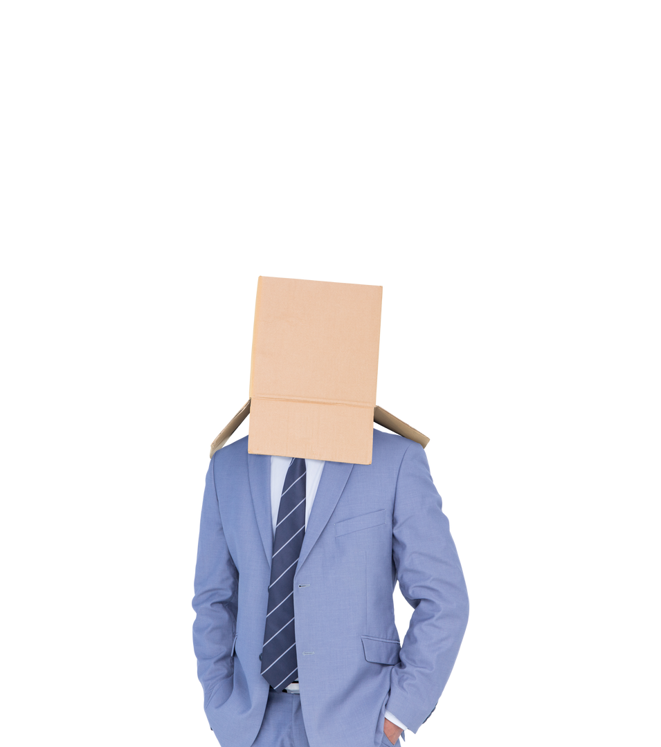 Businessman Standing with Cardboard Box Over Head on Transparent Background - Download Free Stock Images Pikwizard.com